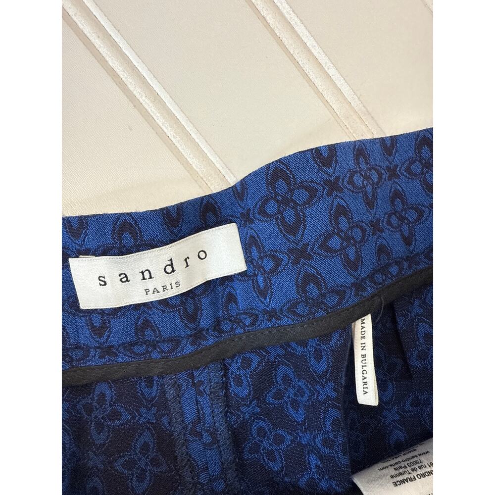 Sandro Blue & Black High Waisted Straight Leg Pants Designer Size 0 / XS - Picture 4 of 7